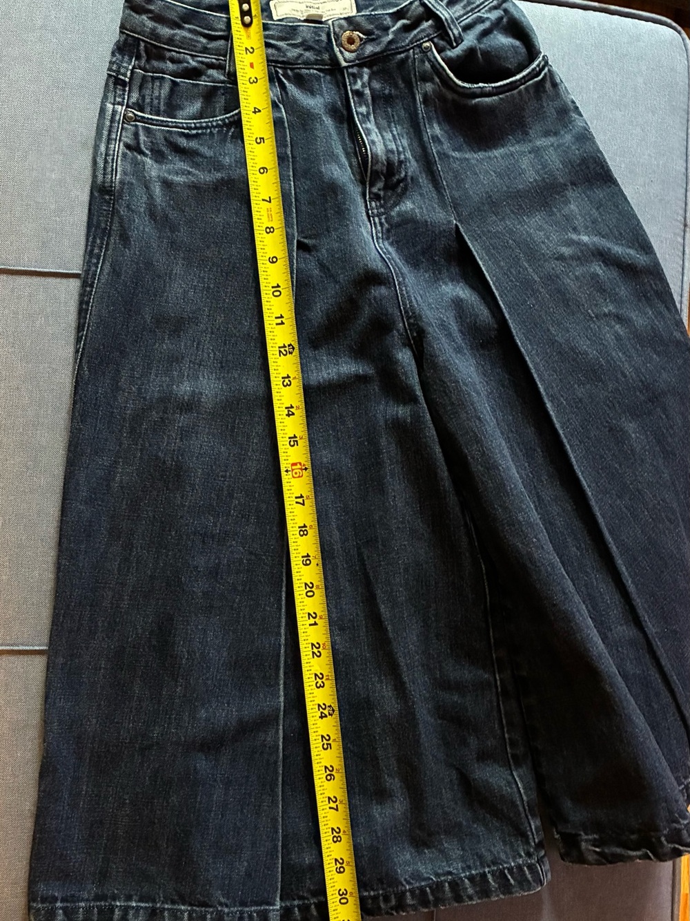 Dark Indigo Wide-Leg Denim Culottes - Picture 9 of 11